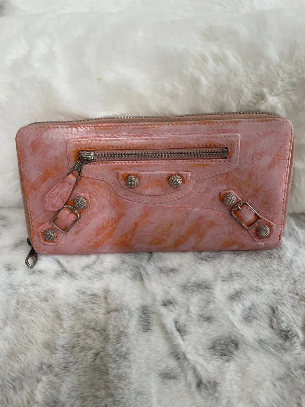 Custom painted Balenciaga Zip-Around Wallet
